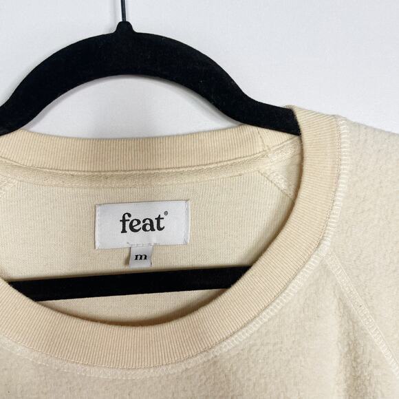 Feat Clothing Mens Medium Oatmilk Cream BlanketBlend Crew Neck Sweatshirt Cotton - Picture 7 of 10